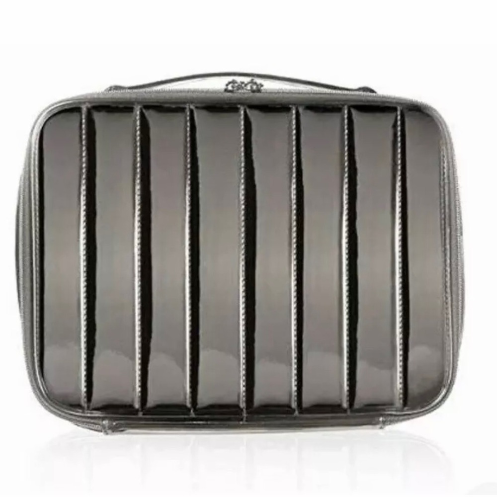 Lancome Holiday Metallic Chrome Softside Cosmetic Makeup Bag Case 12.5x9…
